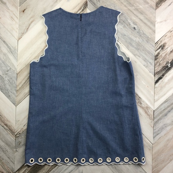 J.Crew Chambray Scalloped Top With Grommets Tall - Picture 7 of 8